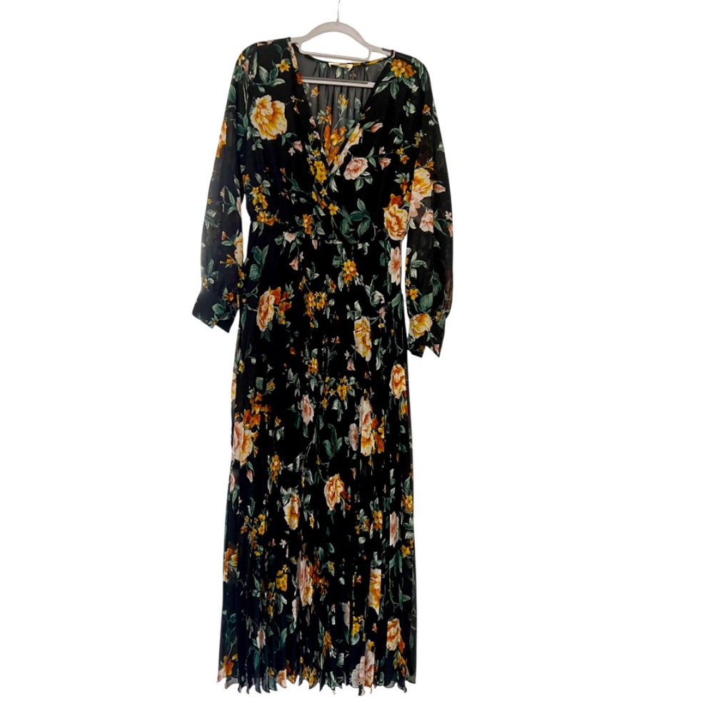 Elegant Floral Long Sleeve Maxi Dress